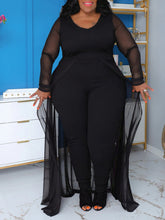 Plus Size Solid Color Patchwork Jumpsuit